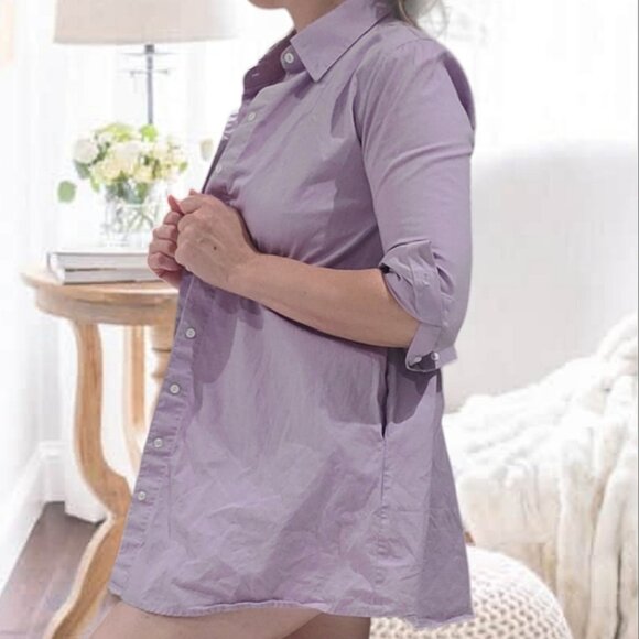 New American Apparel Belted Chamblay Lilac Shirt Dress - Picture 6 of 14